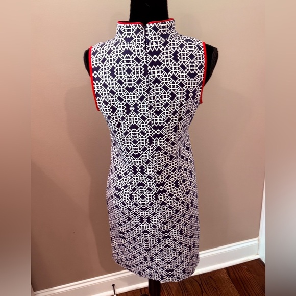 Women’s ELIZA J Navy/White geometric print shift dress- Size 4 - Picture 5 of 9